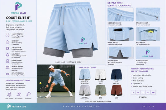 Pickle Club Court Elite 5 inch 2-in-1 Performance Shorts