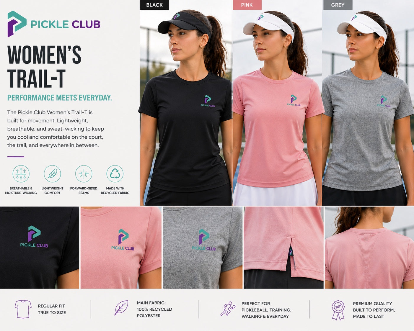 Pickle Club Women’s Trail-T colourways